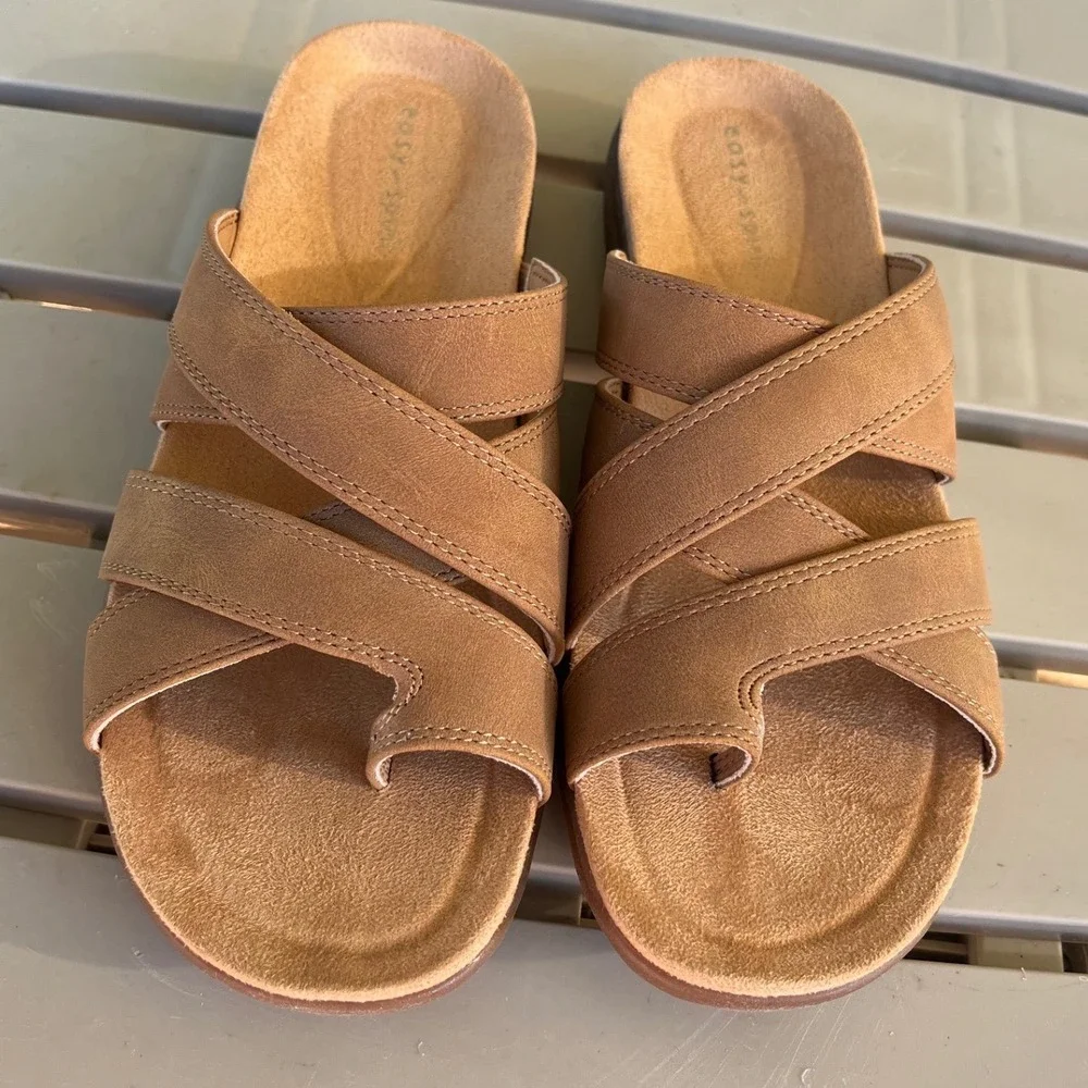 Easy Spirit Westly3 Womens 5.5 M Brown Toe Loop Slide Sandals New in Box